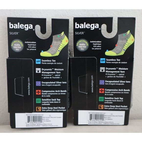Balega 8073/0339 Unisex Sz Medium White/Gray Silver No Show Socks - Picture 2 of 5